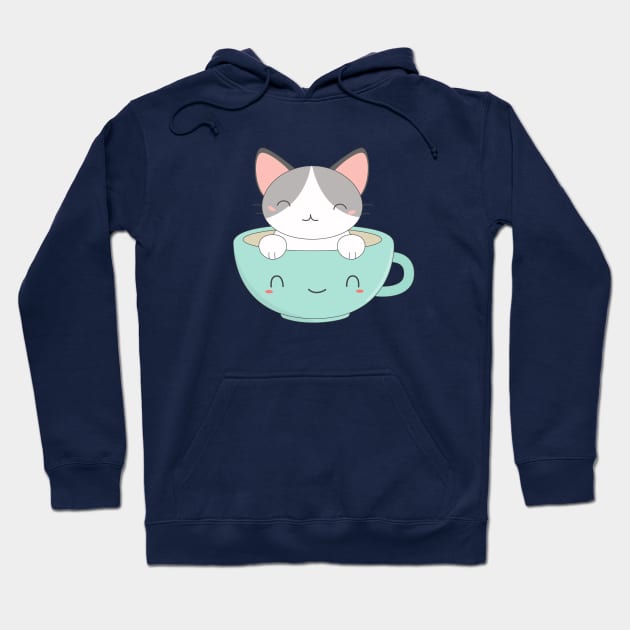 Kawaii Cute Coffee Cat T-Shirt Hoodie by happinessinatee